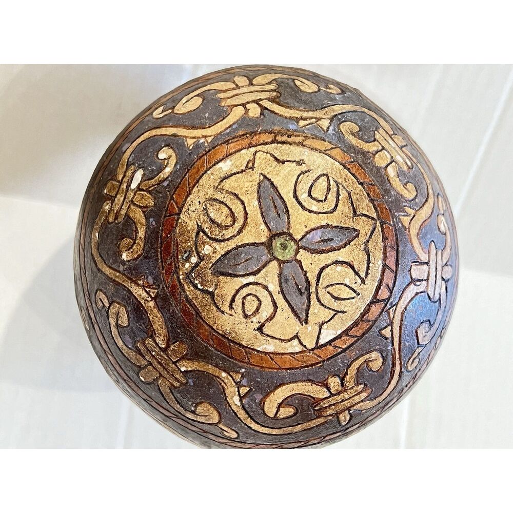 Vintage Antique Ceremonial Decor Pottery Ceramic Ball Asia Middle East 4.5” Dia - Picture 6 of 16
